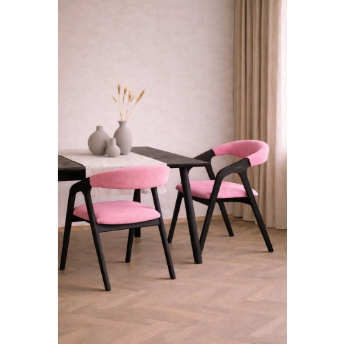 PRODUCENT Krzesło Dębowe KR-201 Kolor Tkaniny Pudrowy Róż Kolor Drewna Orzech